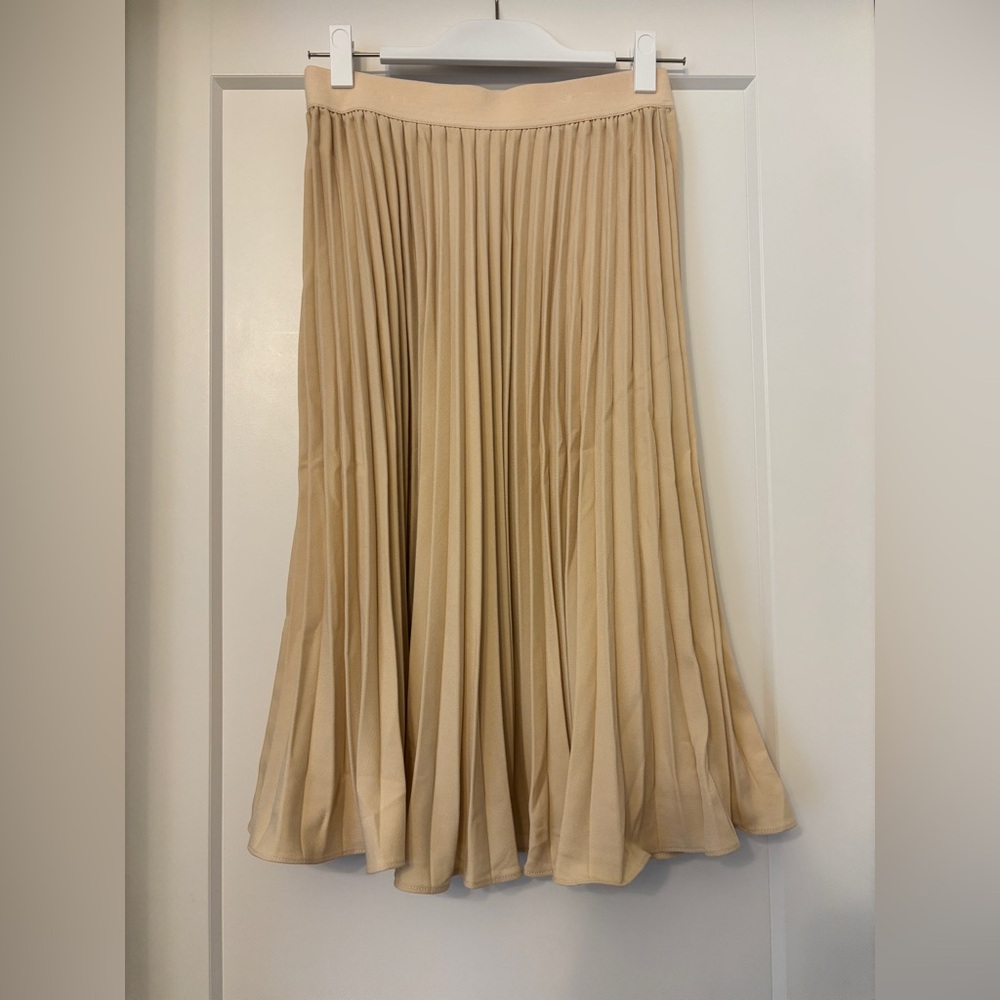 Grace Karin Classic Tan Pleated A-Line Skirt